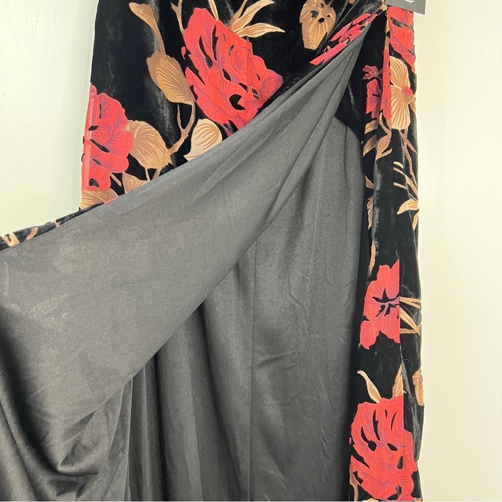 Lulus Exquisite Black Floral Burnout Velvet Strapless Maxi Dress NWT - Picture 6 of 16